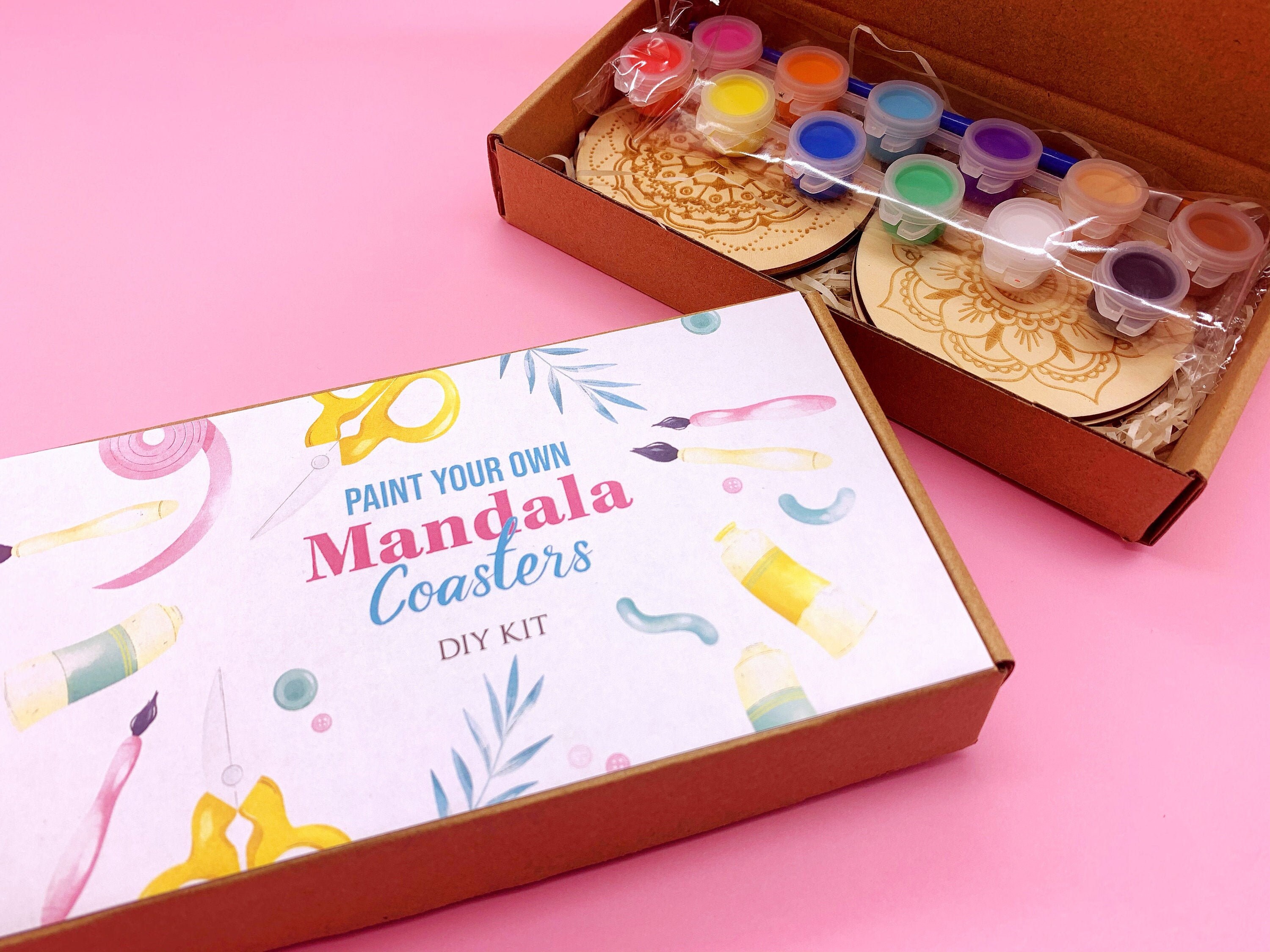 Mandalas Painting Kit Wooden Coaster Paint Kits for Adults Etsy