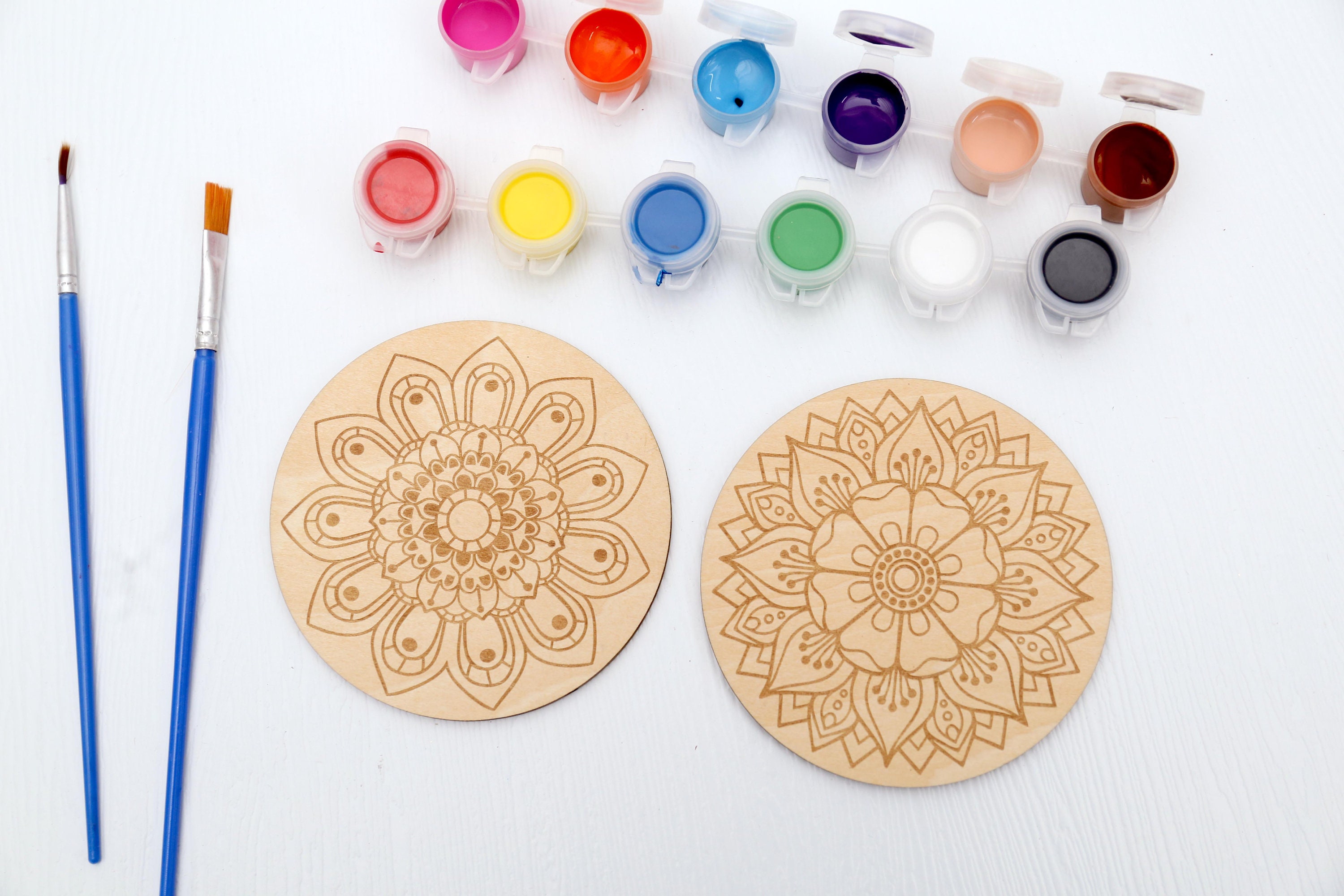 Mandalas Painting Kit Wooden Coaster Paint Kits for Adults Etsy Canada