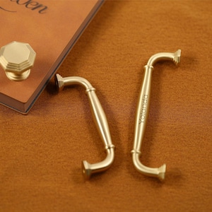 Matte Brass Handle Drawer Handles Pull, Solid Brass Cabinet Dresser Pulls Knobs Handles, laser engraved Wardrobe Door Knob handle pull