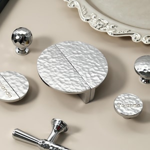 Hammered Silver Cabinet Handles Pulls knobs Bright gold Dresser Dresser Knobs Handles laser engraved Cupboard Kitchen Wardrobe handles pulls