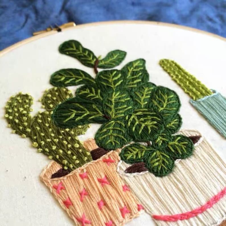 Embroidery Kit Beginner, embroidery kit cacti, cactus embroidery kit, diy Kit Embroidery, diy Kit adult image 6