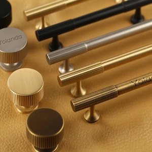 Lineare Bronze-Schrankgriffe Knöpfe, antike Messingschrank-Schubladenknäufe Griffe, lasergravierte Schranktürgriffe