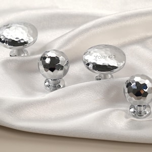 Manijas de gabinete de martillo cromado Tirador de cajón de armario de latón macizo Tirador de armario de tocador de cocina de plata grabado con láser Tirador de manija de cocina
