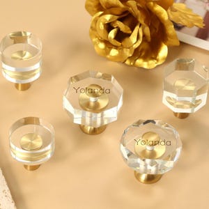 Diamond Acrylic brass dresser drawer knobs handles, acrylic Cupboard knob pulls, laser engraved round Cabinet Knob Wardrobe knobs