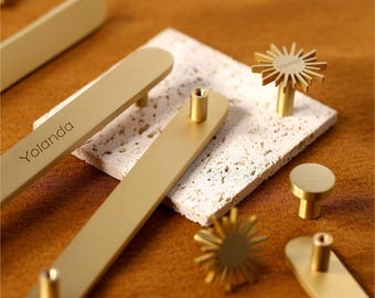 Gold Brass Drawer Handle Pulls Solid brass Cabinet Wardrobe Pulls Knobs Handles laser engraved Brass Dresser Kitchen Knobs handle Door pull