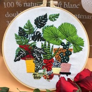 Kit de broderie pour débutant, kit de bricolage plantes à broder, kit de broderie monstera, kit de bricolage broderie, kit de bricolage adulte, fête des mères YP100