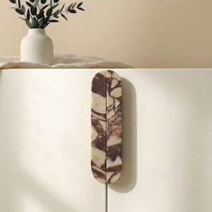 Calacatta Viola Villa wardrobe drawer long handle knobs Luxury Marble Brass Cabinet cupboard knob pulls Oval Marble Dresser handle knob pull
