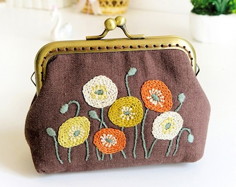 Embroidery Coin Purse Kit Embroidery Chinese Lovely Floral
