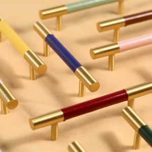Rainbow Leather Cabinet Pulls knobs, Colorful Leather Drawer Pulls Knobs Handles,laser engraved Brass Wardrobe Dresser Knobs handle pull