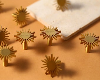 Brass Sunshine Cabinet Knobs, Modern Drawer handle pull Wardrobe handle Pulls, laser engraved Sun Cabinet Pulls Knobs Dresser Knobs Handles