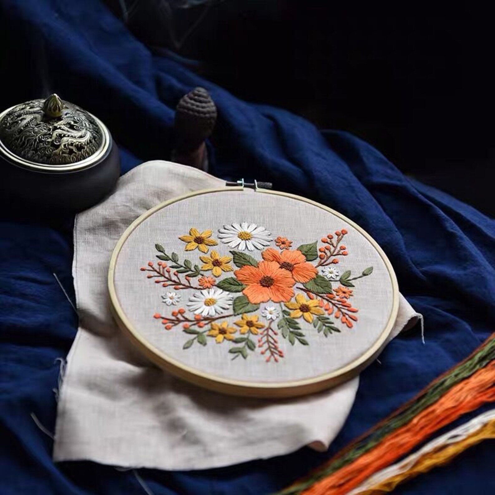 Embroidery Kit Beginner Flower Diy Embroidery Kit Modern Etsy