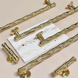 Bright gold bamboo Cabinet Handle Pulls Gold brass Drawer Cupboard Pulls Knobs Handles Gold Dresser Knob handle Kitchen Wardrobe handle pull
