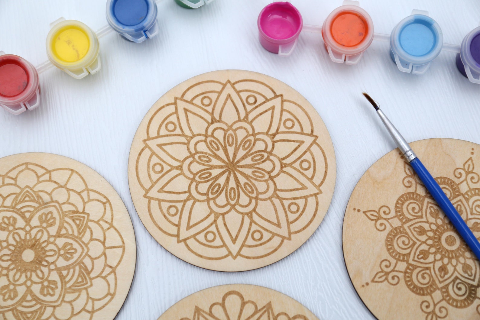 Mandalas Painting Kit Wooden Coaster Paint Kits for Adults Etsy