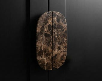 Luxury Emperador marble Drawer Cabinet knob pulls Brown Veined Oval Marble Vanity Dresser Cupboard Wardrobe knobs pulls handle Villa Decor