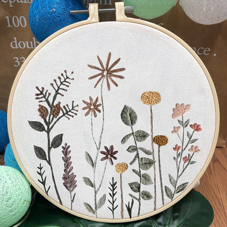 Embroidery Kit Beginner Embroidery Kit Floral Botanical Herb Etsy