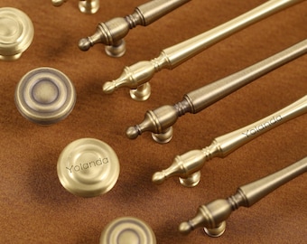 Luxe messing kast handgrepen knoppen, antieke koperen dressoir handgrepen, lasergegraveerde gouden ladegrepen keukenkast knoppen handvat pull