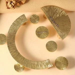 Gold Hammered Cabinet Handle knob, Dresser round Knobs handle, laser engraved Brass Wardrobe Knob, Drawer kitchen Pulls Knobs Handles