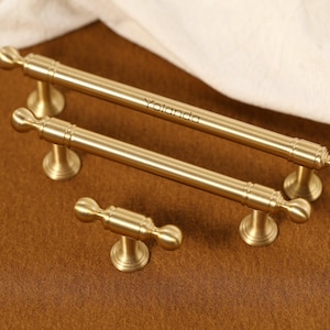 Textured Gold Cabinet Handles knobs Solid brass Door Handles, Drawer Pulls Knobs Handles, DIY laser engraved Wardrobe Knob handle pull
