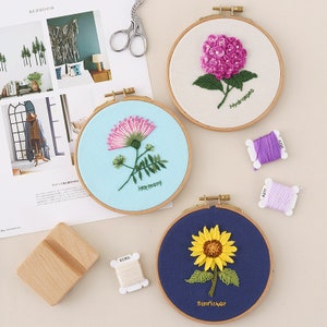 Embroidery Kit Beginner Embroidery Kit Flower Sunflower - Etsy