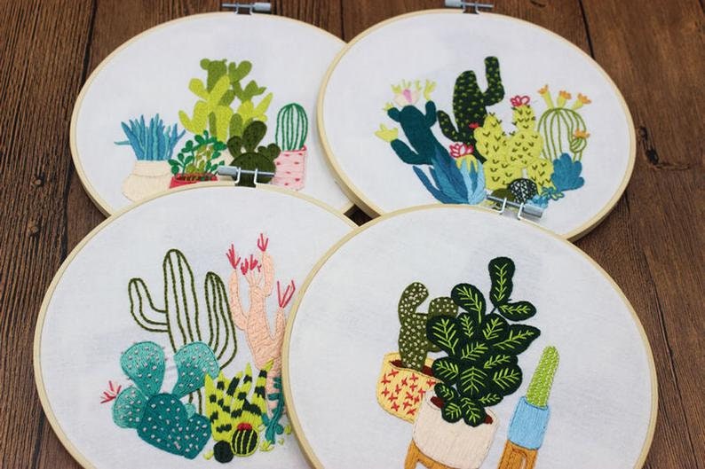 Embroidery Kit Beginner, embroidery kit cacti, cactus embroidery kit, diy Kit Embroidery, diy Kit adult image 4