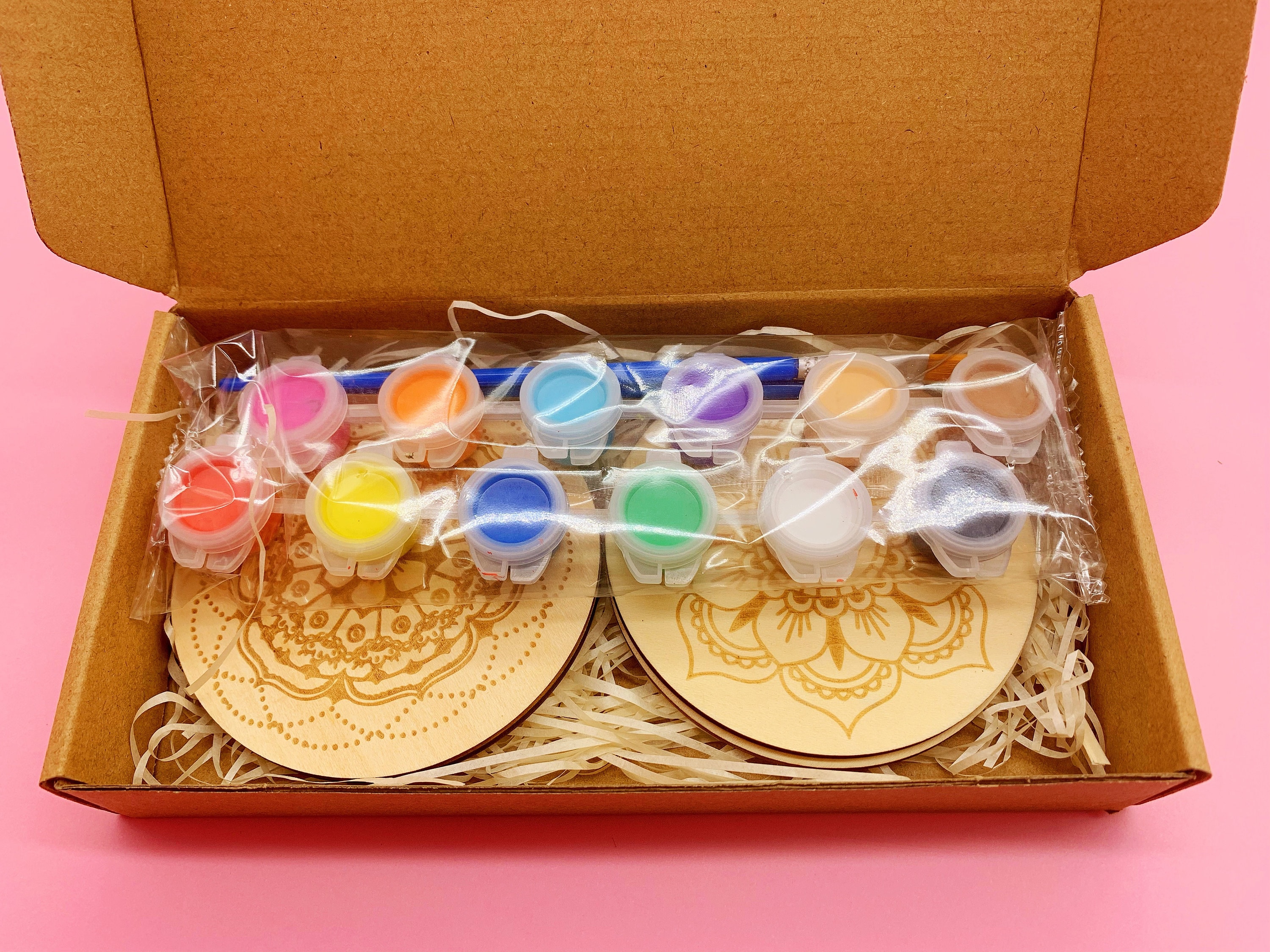 Mandalas Painting Kit Wooden Coaster Paint Kits for Adults Etsy Canada