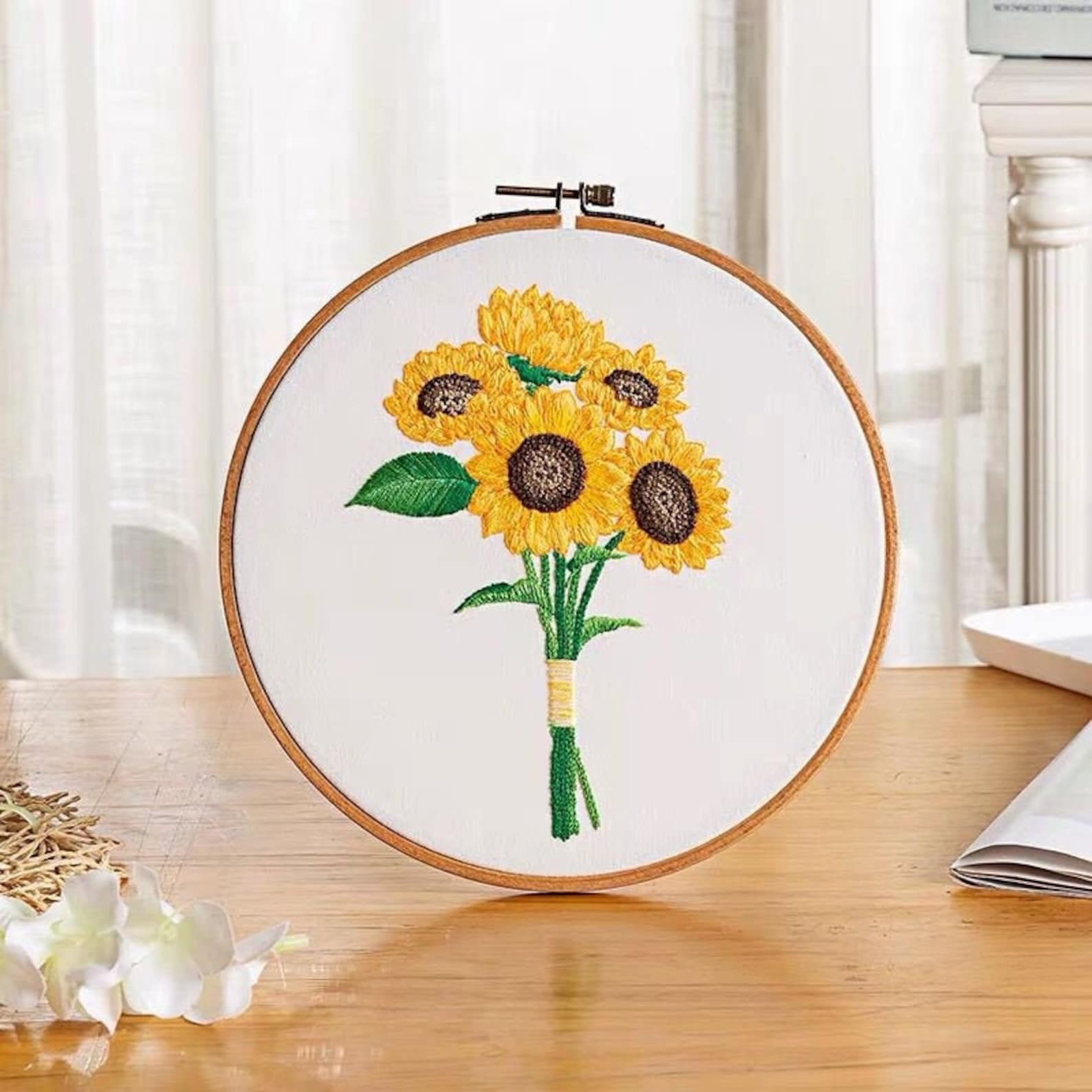 Sunflower Embroidery Kit for Beginner Beginner Kit Etsy