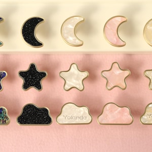 Puxadores de armário com nuvens de lua e estrela, puxadores de quarto de bebê, puxadores de gaveta, puxadores de armário de guarda-roupa, puxadores de cômoda gravados a laser