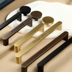 Bronze Drawer Handles Pull Knobs, Antique brass Cabinet Wardrobe Pulls Knobs, laser engraved Gold Brass Dresser Kitchen pulls handle knob