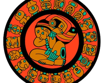 Calendario Maya Rueda del Tiempo / Calendario Maya Arte Digital / SVG, PNG, Eps y PDF Descargar