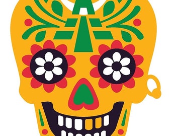 Day of the Dead calaca, Mexican skull, calavera sticker, vinyl die cut laptop water bottle decal