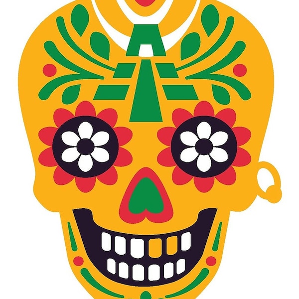 Day of the Dead calaca, Mexican skull, calavera sticker, vinyl die cut laptop water bottle decal