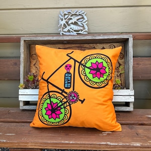 Pillow Cover with Mexican Day of The dead design, Mexican pillow cover, Mexican Decor, soft touch fabric, two sided pillow case