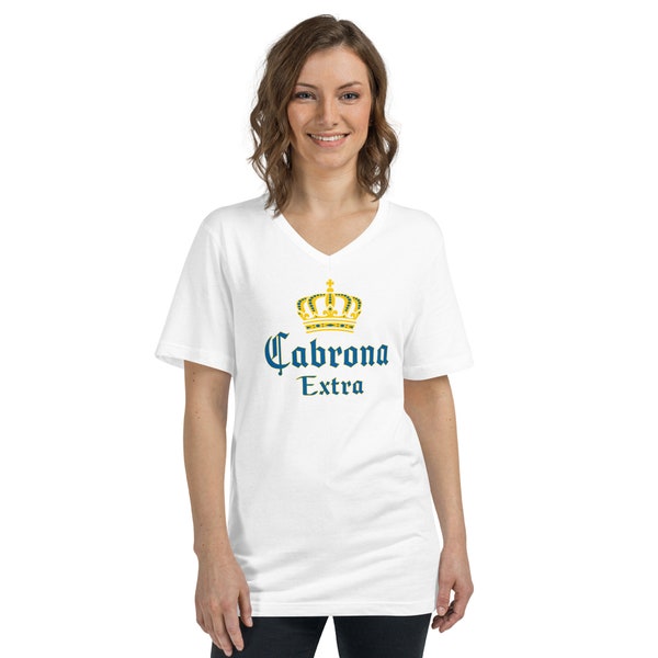 Cabrona Extra Bella + Canvas 3005 Unisex Kurzarm-Jersey-T-Shirt mit V-Ausschnitt