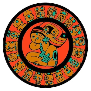 Mayan Calendar, Calendario Maya, Mexican gifts sticker, glyphs time wheel, vinyl die cut laptop water flask decal