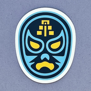 Lucha Libre Maskenaufkleber, mexikanischer Wrestling, Maya-Tempel, Blauer Dämon, Laptop, Telefon, Wasserflasche Aufkleber, mexikanisches Heldenmaskenlogo
