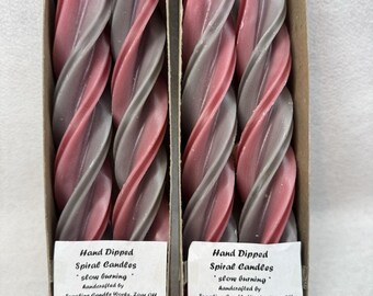 Lot (4) vintage Sunshine Candle Works bougies à combustion lente en spirale torsadée 23 cm de haut