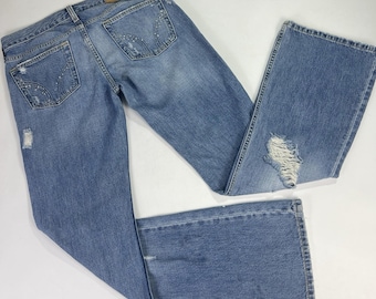 Vtg Hollister Jeans 9R Button Fly Low Rise Flare Bling Sequins Distressed Y2K