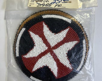 Vtg Beaded Rosettes Plains Style Balance Direction Circle Of Life Medicine Wheel