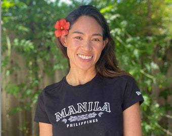 Handmade "Manila" T-Shirt with Sampaguita Design – Celebrate Filipino Heritage!