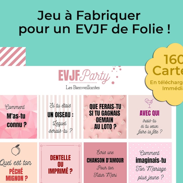 Jeu EVJF en DIY à imprimer et à Fabriquer soi-même