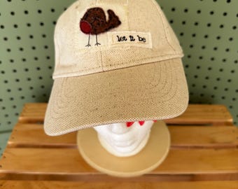 Tan baseball style hats - embroidery front - adjustable