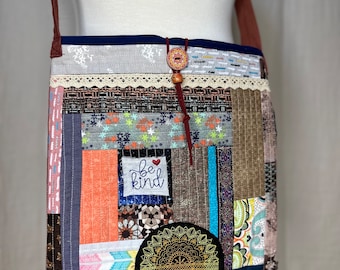 Handmade Patchwork Crossbody Bag: Funky Corduroy Strap