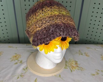 Crochet beanie with brim - adult  - teenager