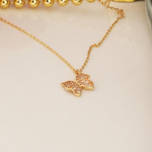 14k Solid Gold Butterfly Necklace, Solid Gold Butterfly Necklace, Gold Butterfly Necklace, Valentine Day Gift, Wedding Gift,  Birthday Gift