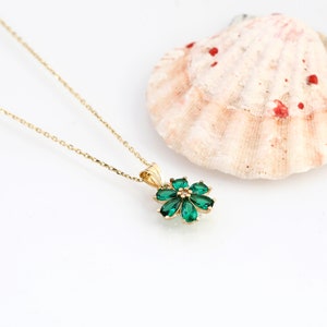 Emerald Necklace, 14k Gold Emerald Necklace, Valentines Day Gift, Wedding Gift, Anniversary Gift, Birthday Gift