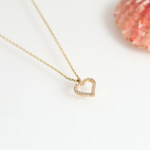Heart Necklace, 14k Gold Tiny Heart Necklace, Valentines Day Gift, Wedding Gift, Anniversary Gift, Birthday Gift