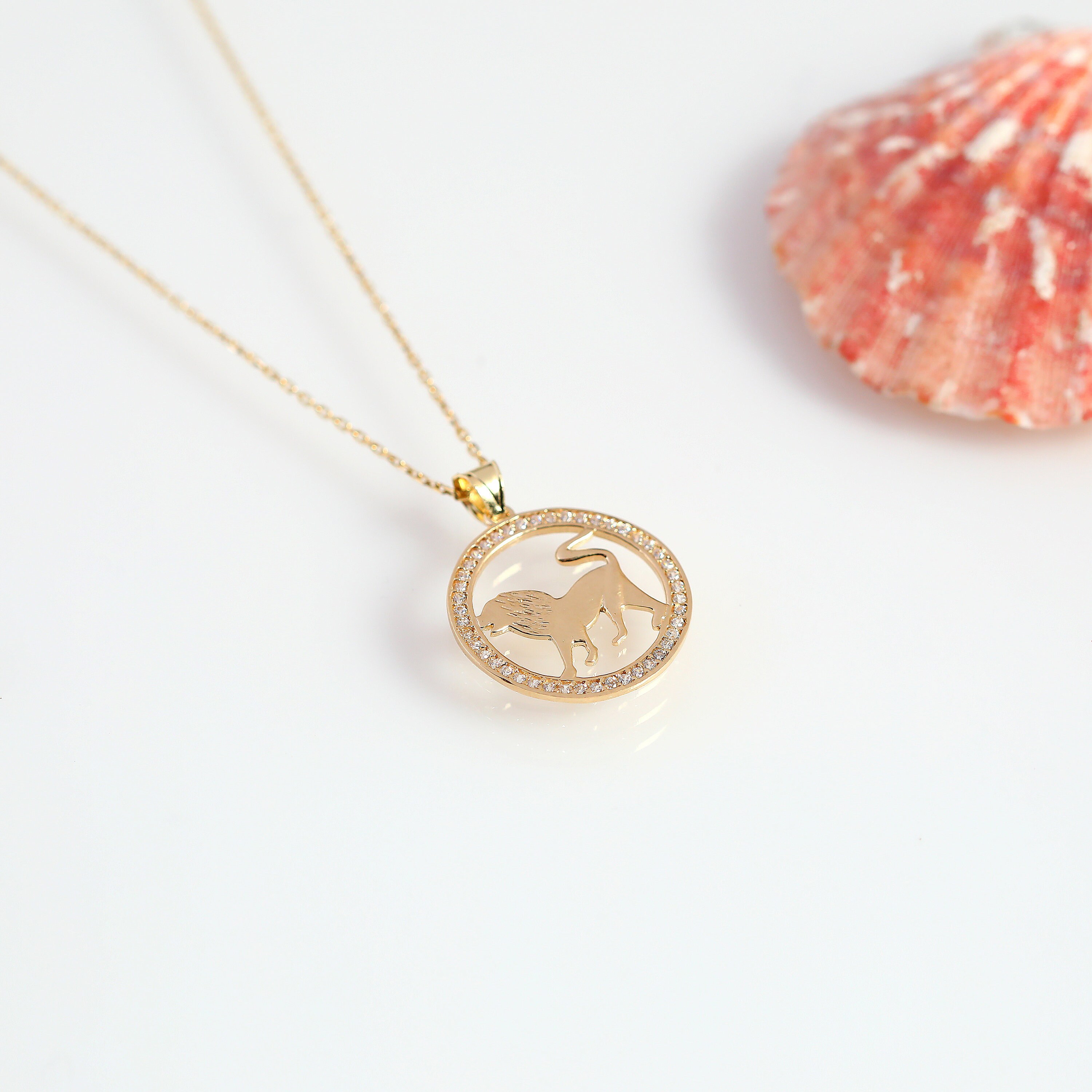 Leo Necklace, 14k Gold Leo Necklace 
