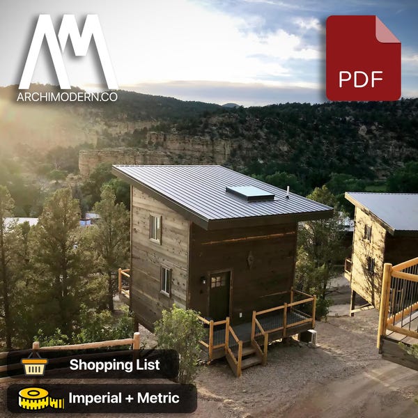 5 Star Proven Airbnb DIY Modern Tiny House Floor Plans / Lumber Cut List / Detailed Framing Instructions Easy Build ADU Cabin No Permit