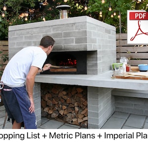 Easy DIY Modern Pizza Oven Plans Metric Imperial Shopping List Concrete Pavers Wood-Burning Perfect for Outdoor Cooking Architectural Design