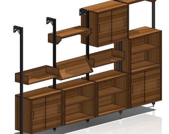 DIY Modular Shelving: 3 Shelf Cabinet PDF 35 Page Plans Easy to Build w/ Plywood & Fasteners. Customize Your Layout! Hardware Store + Amazon